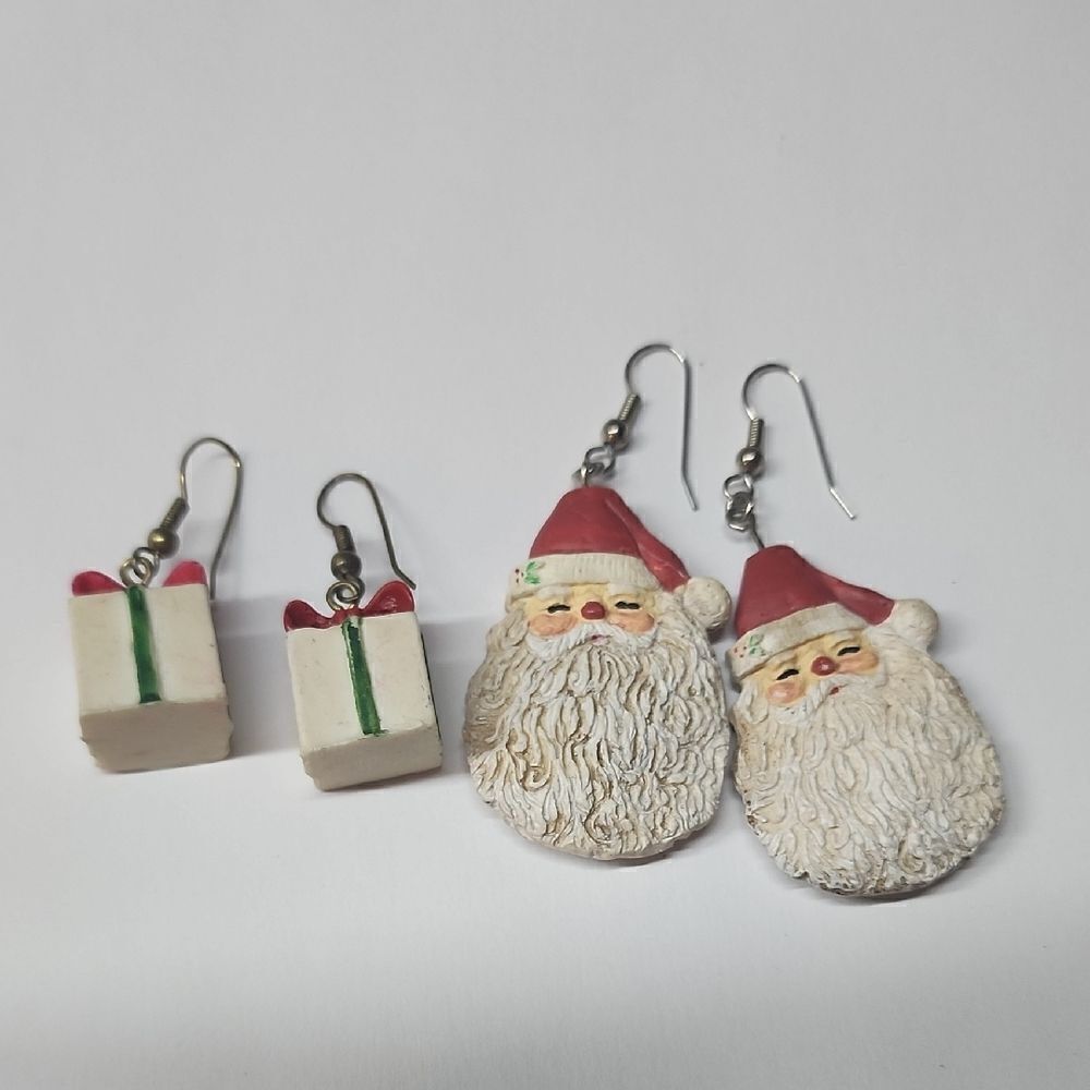 Santa and Gift Box Presents Christmas Earrings